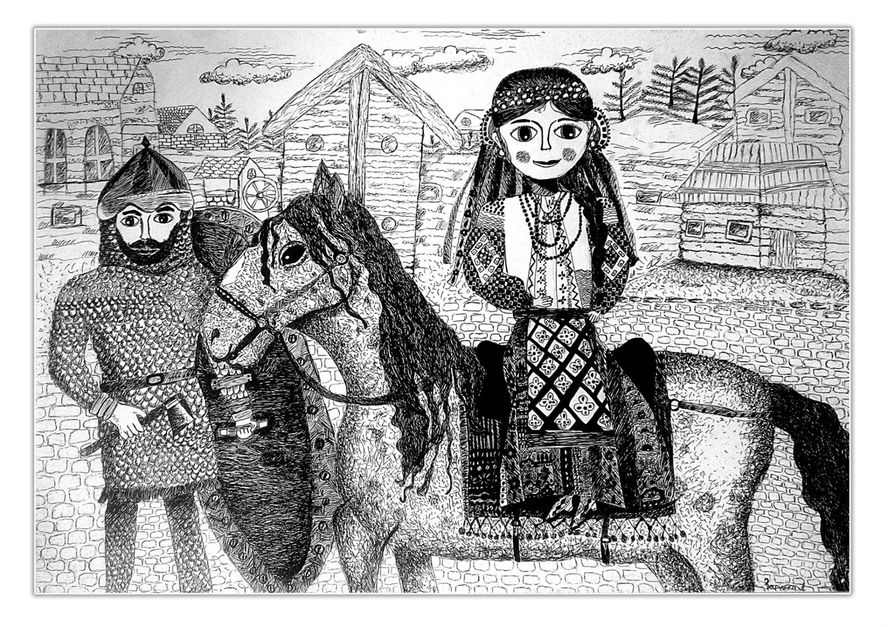 Заріцька Єлизавета, "Зустріч княжни Чорної та князя Олега". ІІ місце, номінація "Краща станкова композиція"