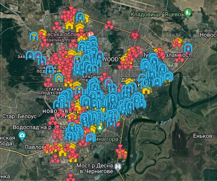 Онлайн-карта доступних укріттяв Чернігова, 05.06.2023